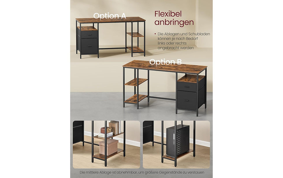 Miniaturbild: VASAGLE Tisch 140 x 60 cm, Rustikales Braun