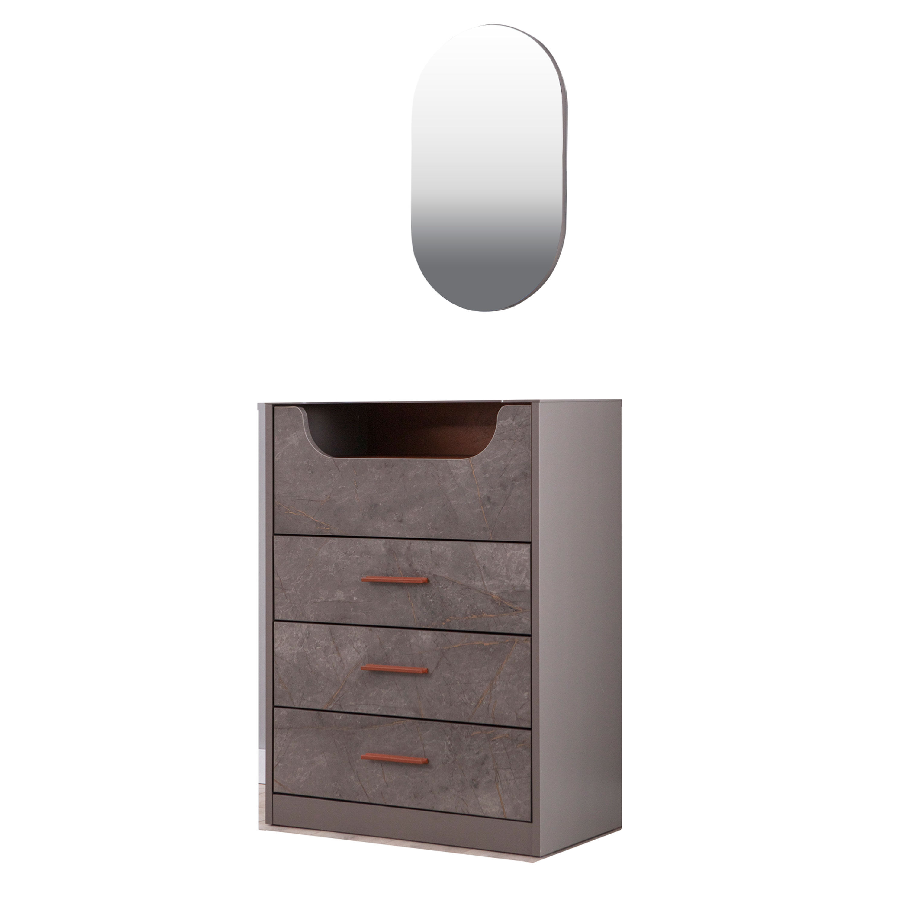 Ares Kommode in Grau mit Nussbaumoptik