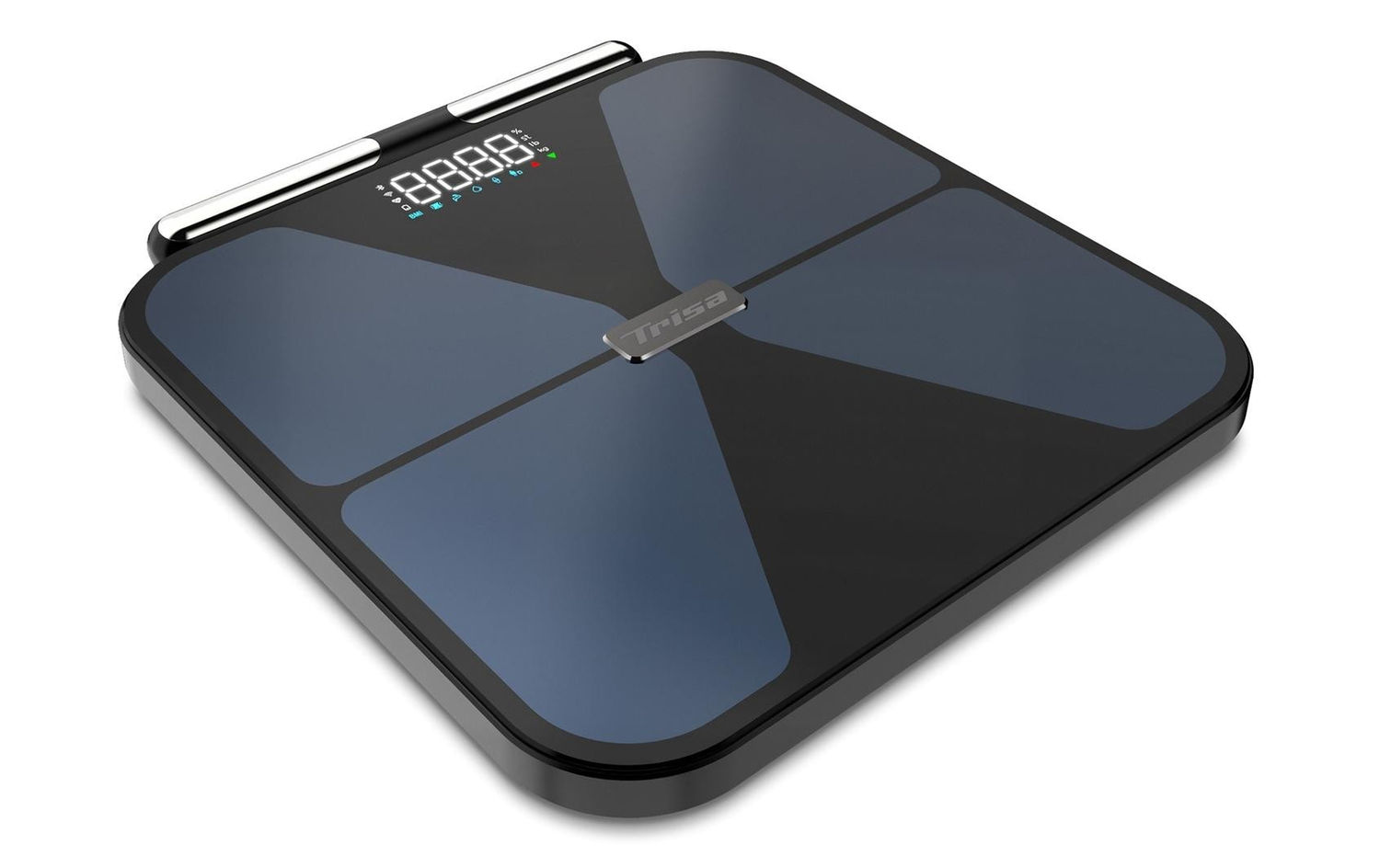 Trisa Personenwaage BioMetrix Smart Schwarz; Blau – 180kg, App, 10 Nutzer