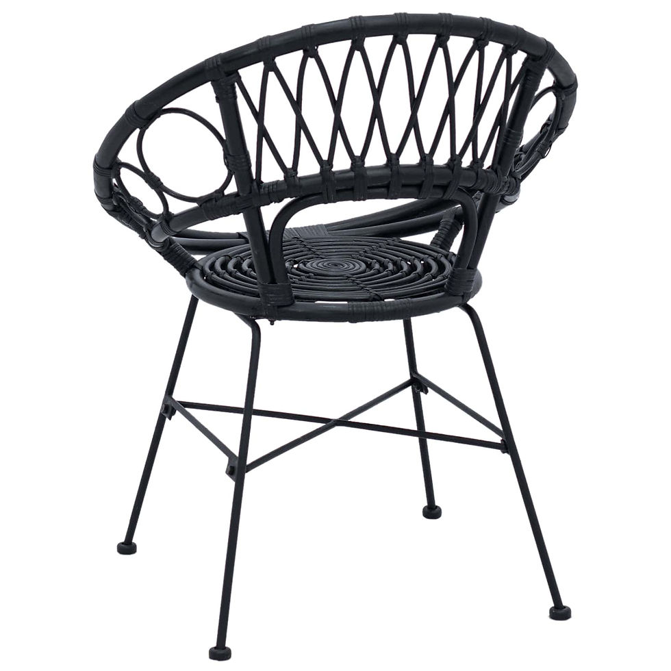 Miniaturbild: Esszimmerstuhl 2 stk. Rattan und Eisen Schwarz 54 x 65 x 82 cm