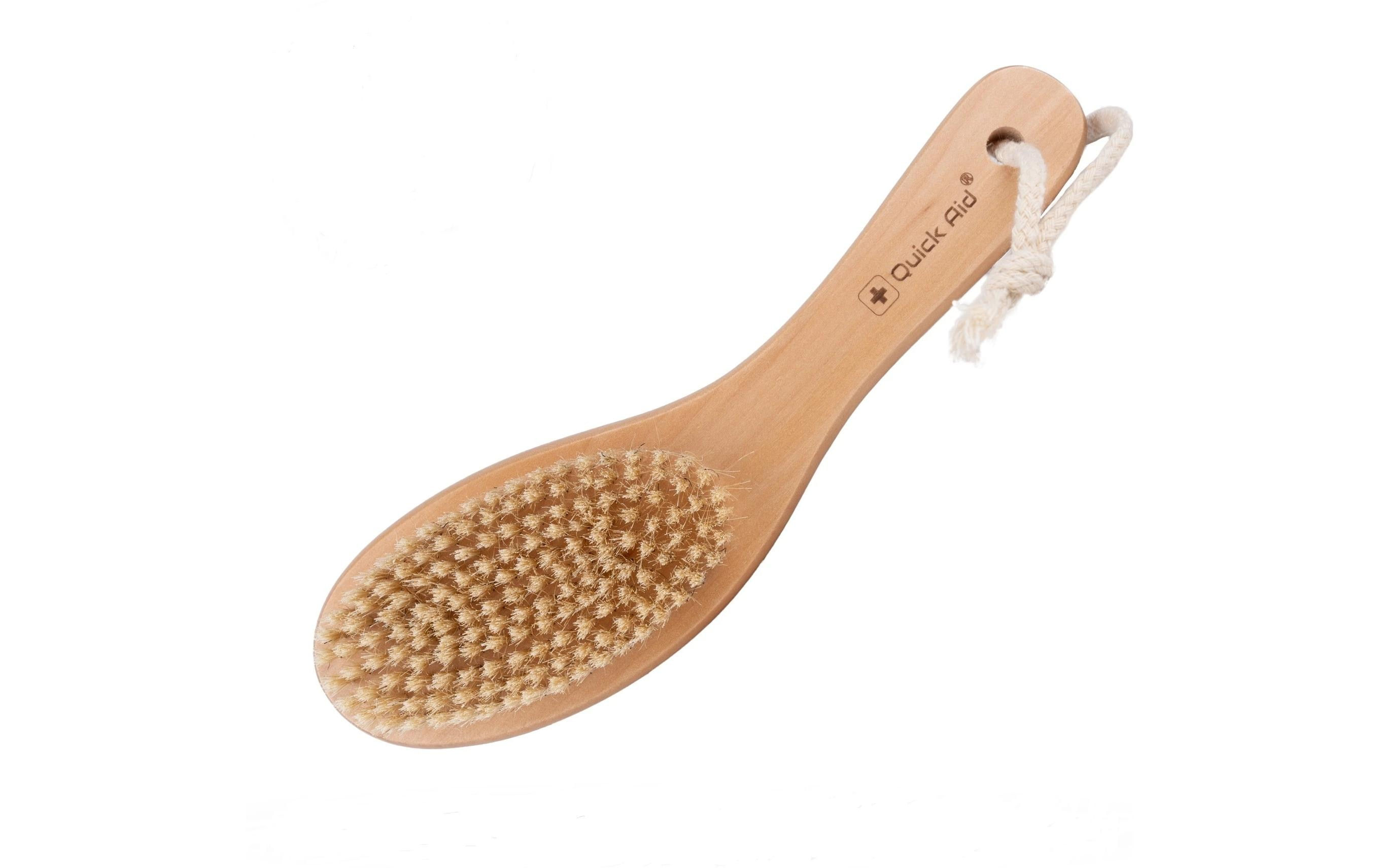 Quick Aid Körpermassagebürste Naturborsten mit Stiel mit Tasche – 1 Stück