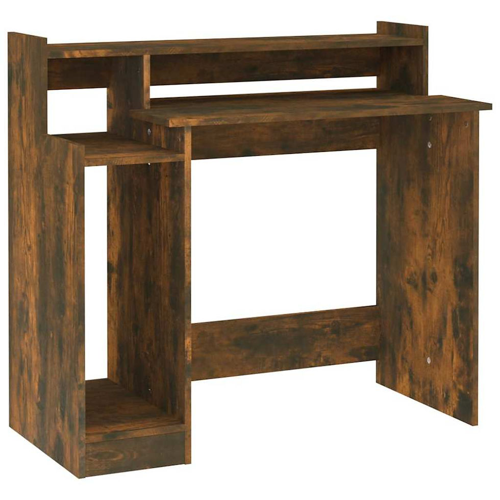 Miniaturbild: vidaXL Schreibtisch mit LEDs Räuchereiche 97x45x90 cm Holzwerkstoff