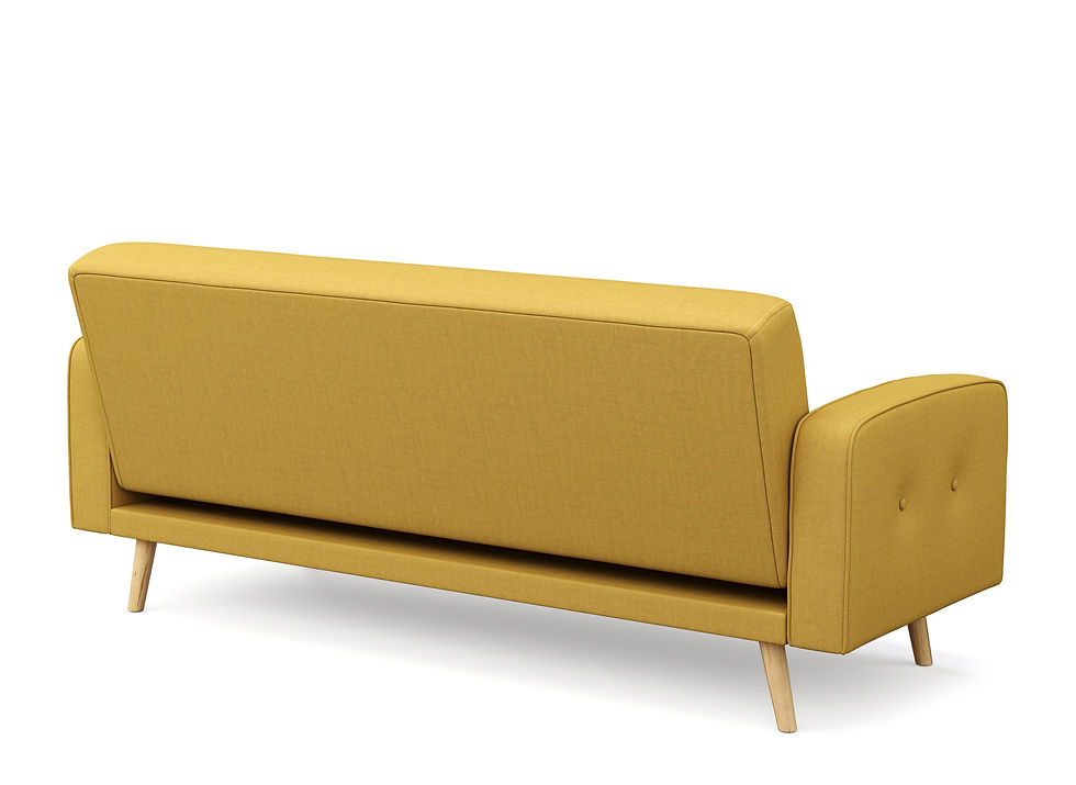 Miniaturbild: Rückansicht vom gelben SAIDY Sofa mit Holzfüssen