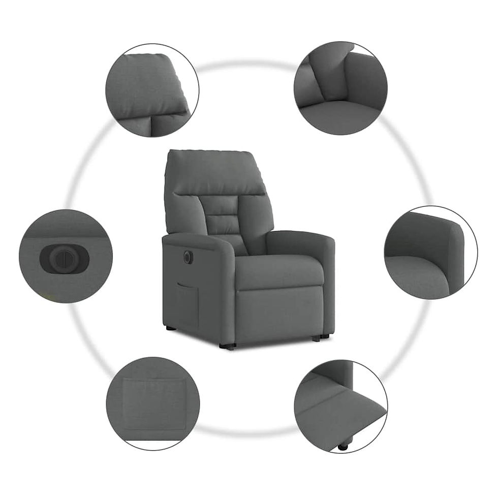 Miniaturbild: Relaxsessel mit Aufstehhilfe Elektrisch Dunkelgrau Stoff