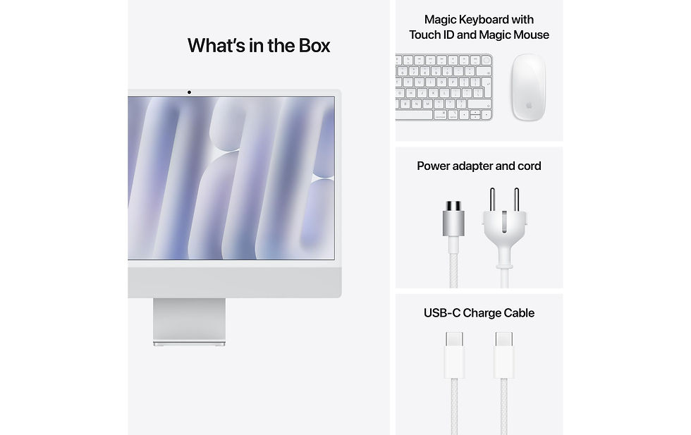 Miniaturbild: Apple iMac 24 M4 10C GPU / 1 TB / 16 GB Silber – 16GB, 1TB, GbE, MM, MK TID, CH