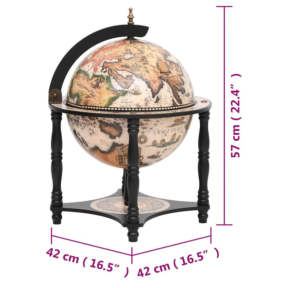 Miniaturbild: Globus-Bar Schwarz Massivholz Eukalyptus
