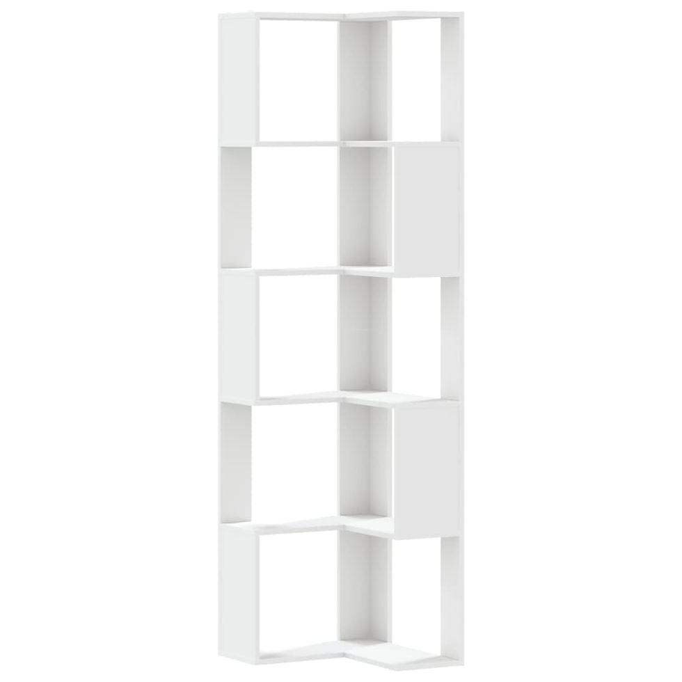 Miniaturbild: Eck-Bücherregal 5 Böden Weiß 50x50x179 cm Holzwerkstoff