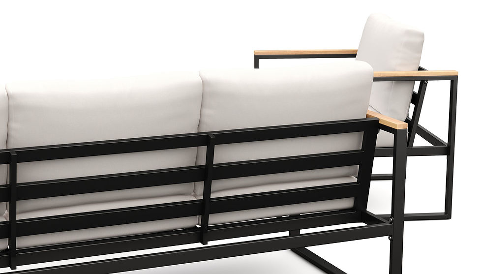Miniaturbild: Detailaufnahme von modernem Gartensofa mit Aluminiumrahmen