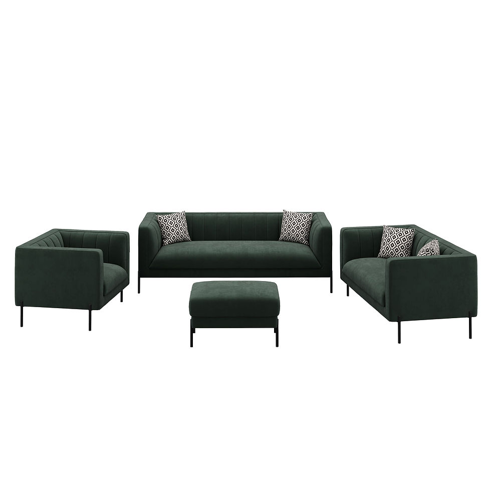 Dunkelgrünes ATTILA Sofa Set aus Samt mit Ottomane