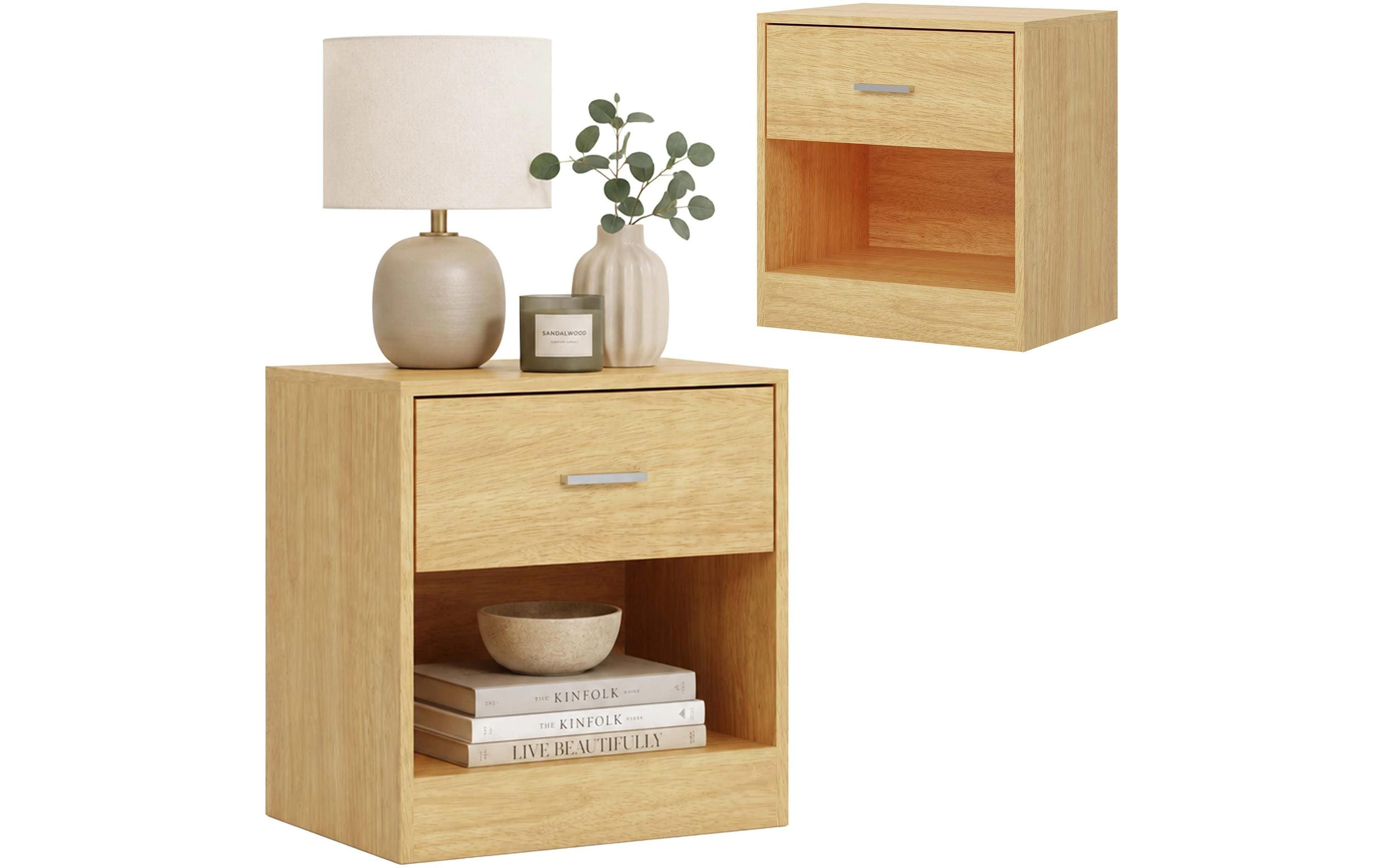 relaxdays Nachttisch 39 x 41 cm, Braun , 2er Set
