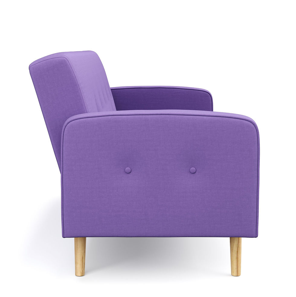 Miniaturbild: Seitliche Ansicht vom violetten Schlafsofa SAIDY