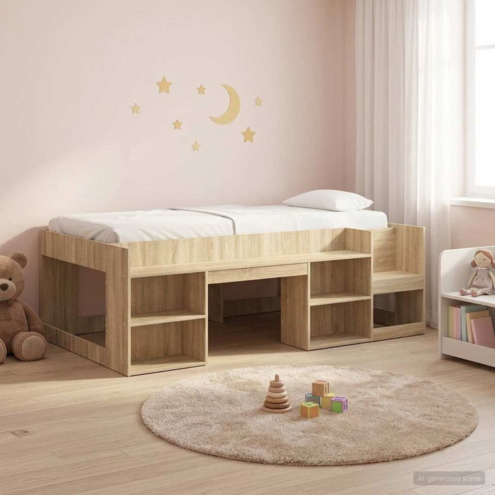 Kinderbett mit Stauraum Sonoma-Eiche 90 x 190 cm