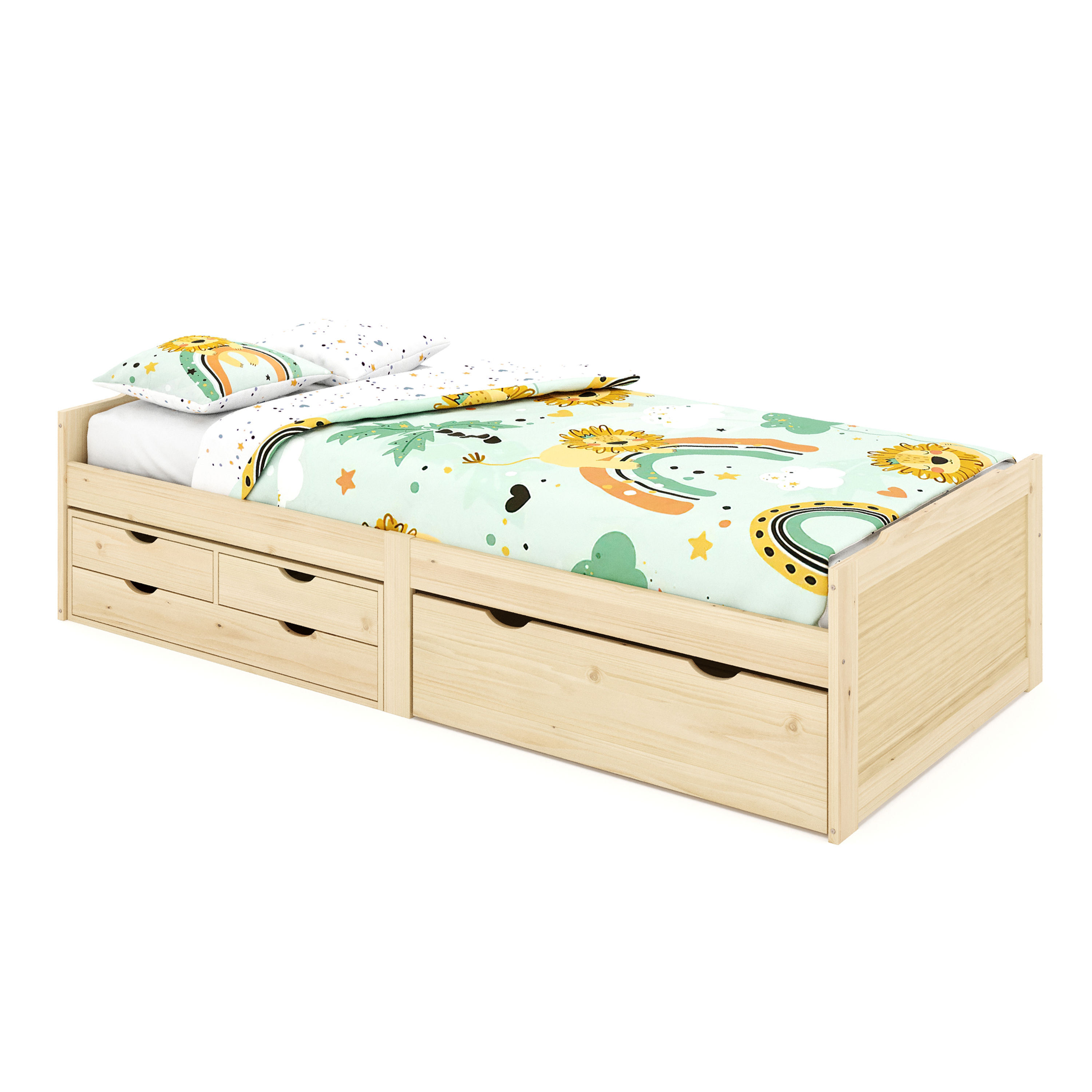 Kinderbett EMMANUELLE mit Schubladen 90 x 200 cm natur