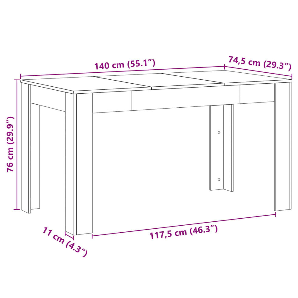 Miniaturbild: Esstisch Altholz-Optik 140x74,5x76 cm Holzwerkstoff