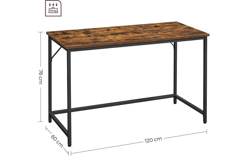Miniaturbild: VASAGLE Tisch mit Platte Braun/Schwarz 120 x 60 cm – mit Platte 120x60cm