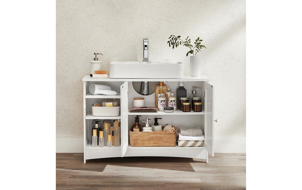 Miniaturbild: VASAGLE Waschbeckenunterschrank 90 x 60 cm, Weiss – 90x30x60 cm (LxBxH), 2 Türen