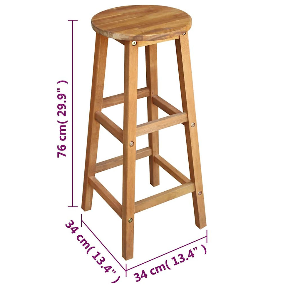 Miniaturbild: Bartisch und Hocker-Set 7-tlg. Akazienholz Massiv