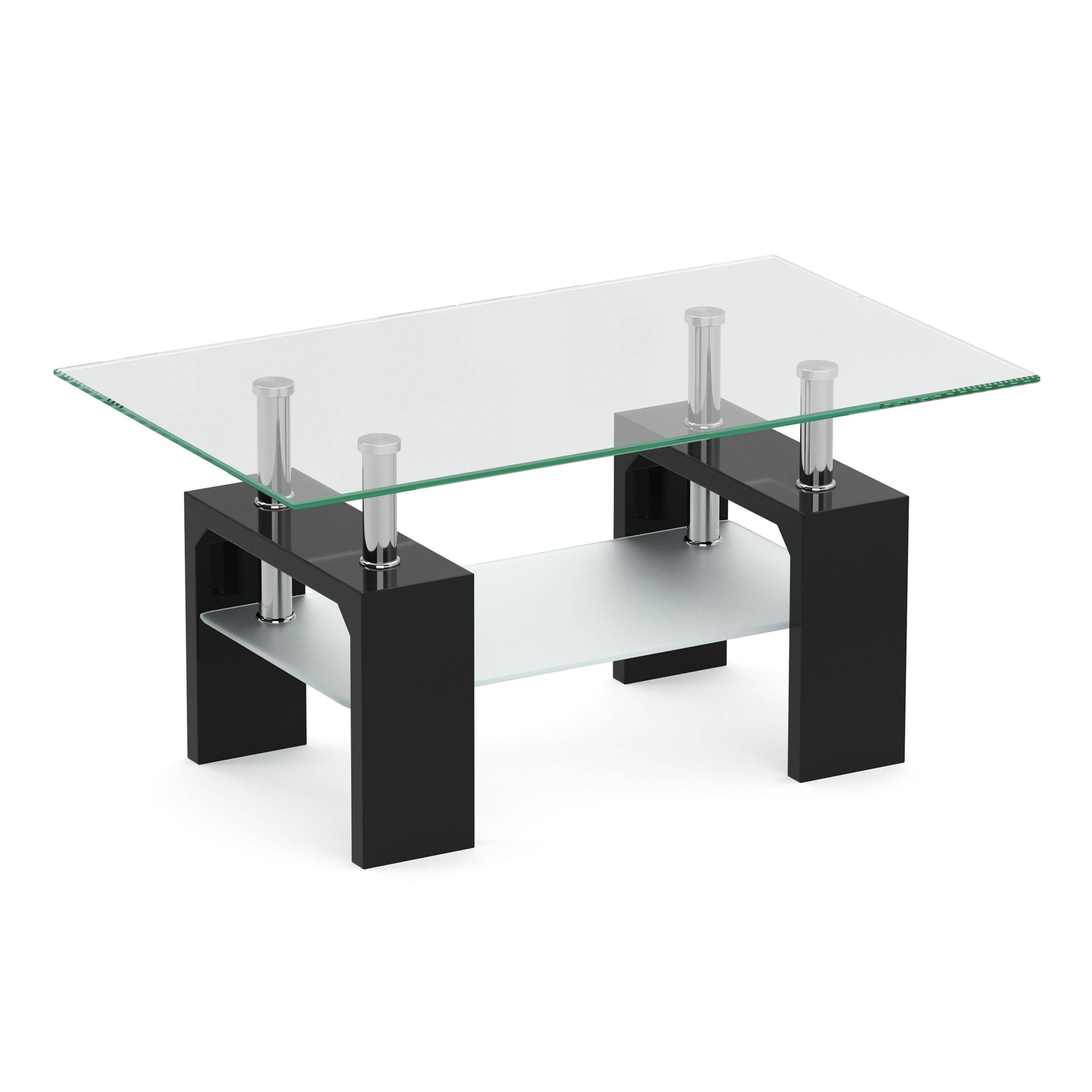 Beistelltisch Glas Cassian 100 x 60 x 45 cm Schwarz