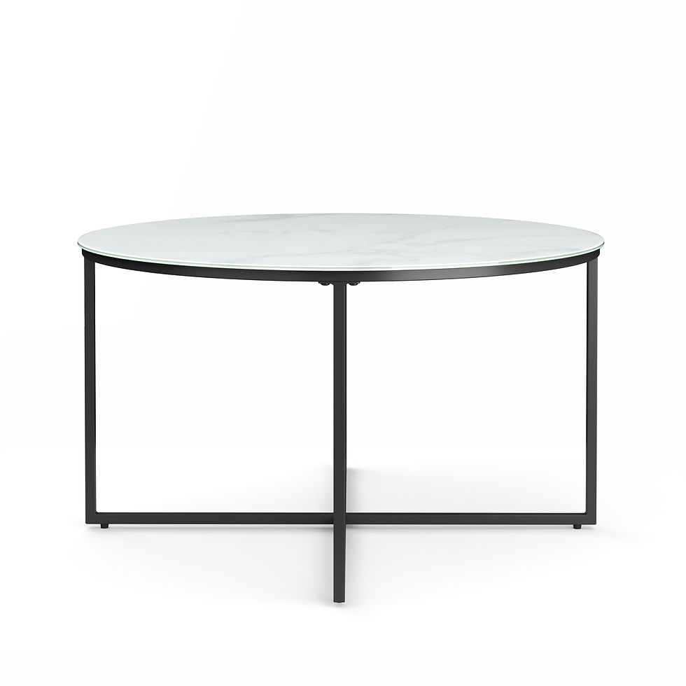 Miniaturbild: Beistelltisch Glas Amara Rund 80 x 45 cm Weiss Schwarz