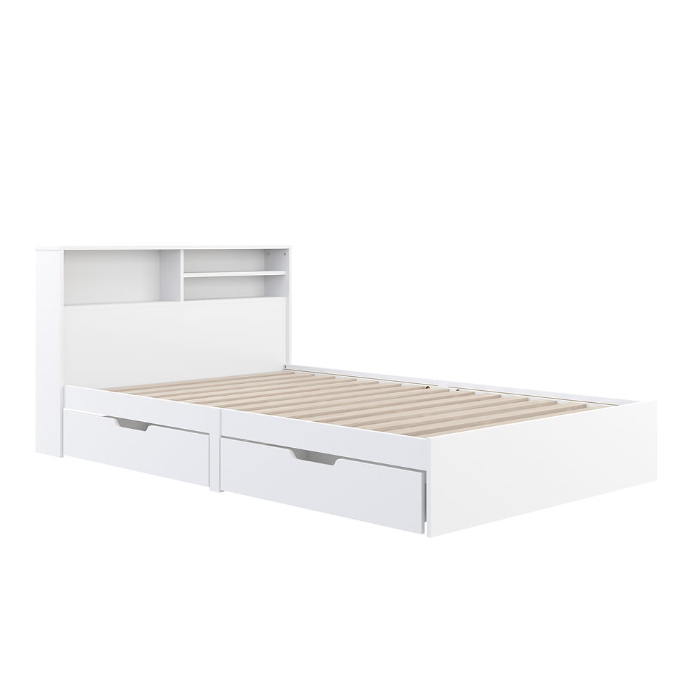 Miniaturbild: Bett Holz GENESIS mit Stauraum und Schubladen 120 x 200 cm weiss