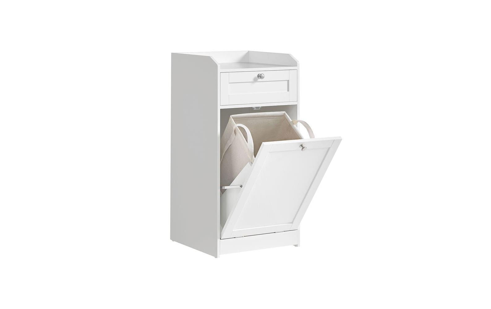 VASAGLE Badezimmerregal Badschrank mit Wäschekorb 40 x 80.2 cm