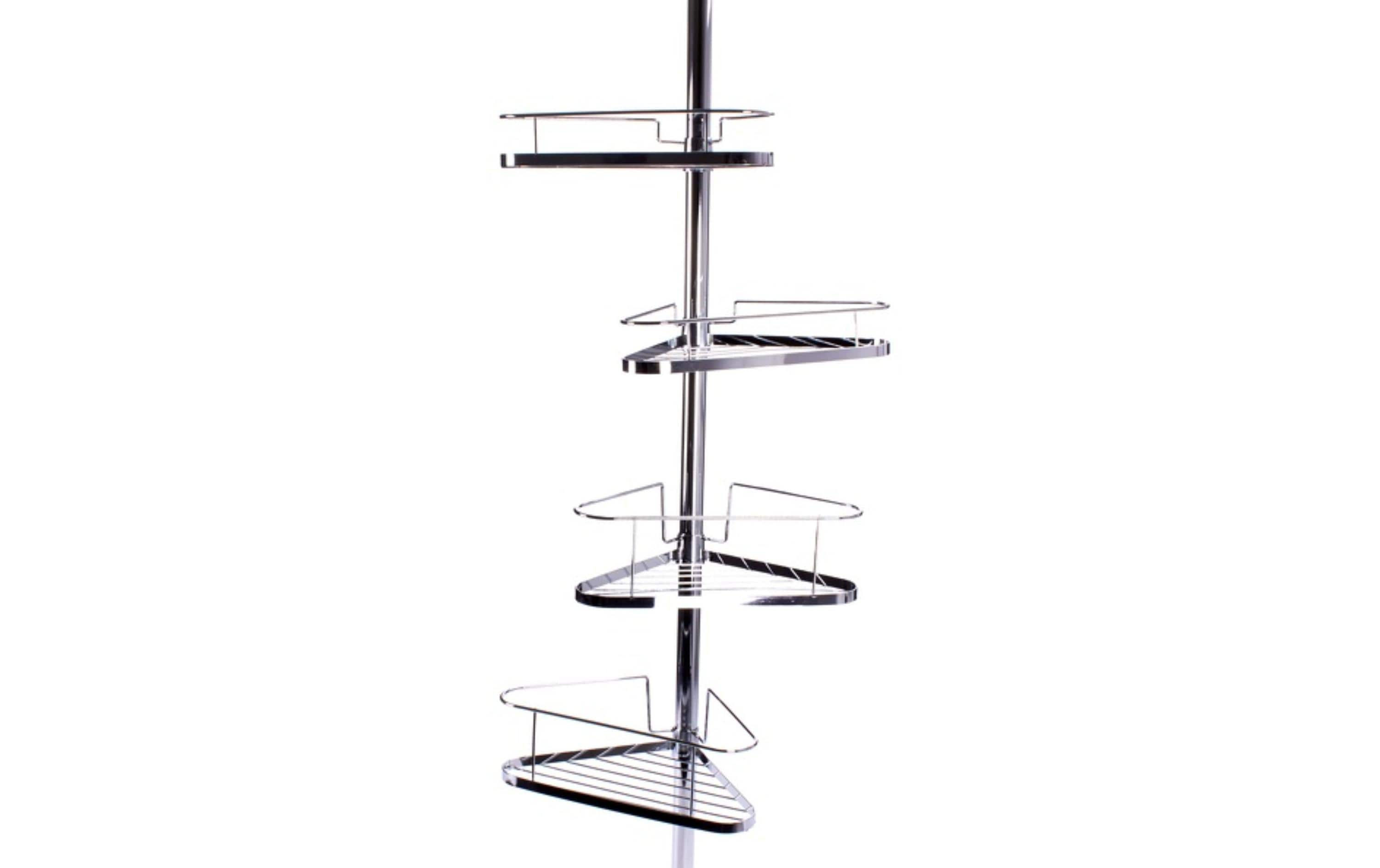 MSV Duschmittelhalter Teleskopstange 145-250 cm, 4 Körbe, Silber