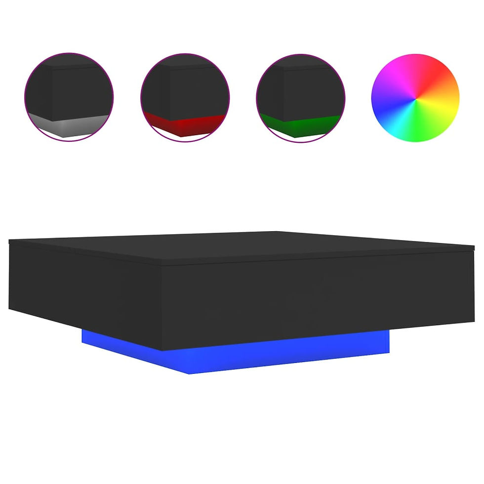 Miniaturbild: Couchtisch mit LED-Leuchten Schwarz 100x100x31 cm