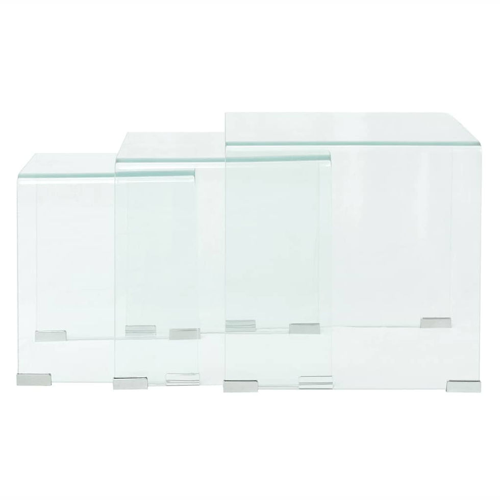 Miniaturbild: Dreiteiliges Satztisch-Set aus gehärtetem Glas Transparent