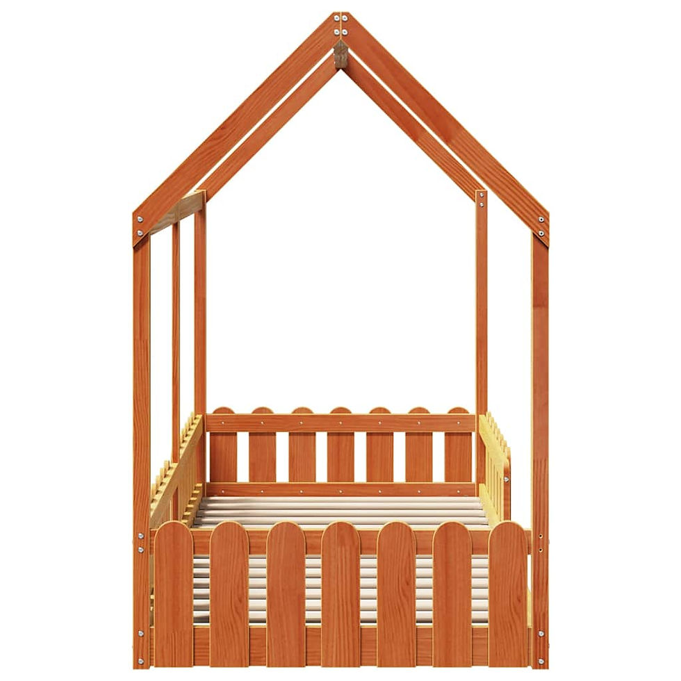 Miniaturbild: Kinder-Hausbett Wachsbraun 90x190 cm Massivholz Kiefer