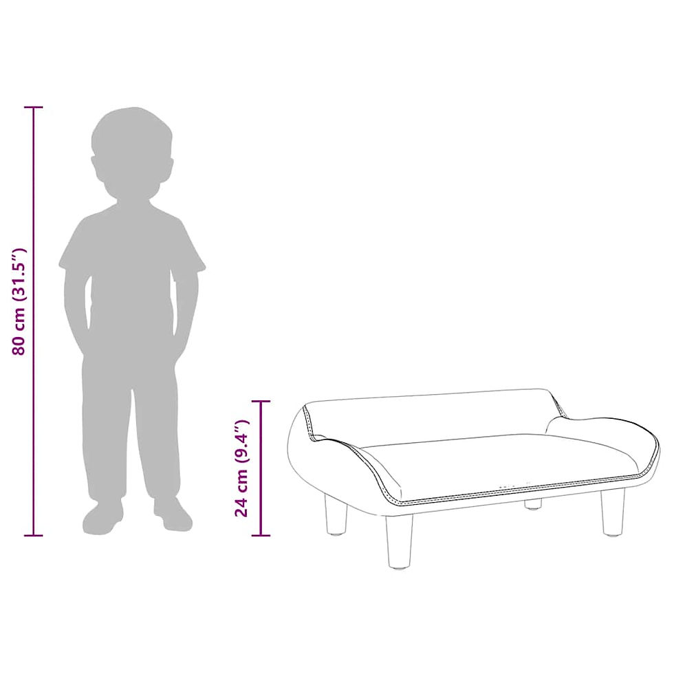 Miniaturbild: Kindersofa Braun 70x40x24 cm Samt