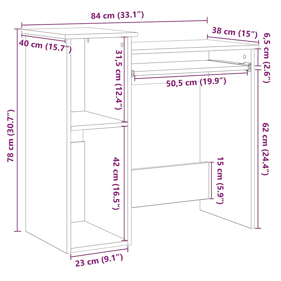 Miniaturbild: vidaXL Schreibtisch mit Regalen Betongrau 84x40x78 cm Holzwerkstoff