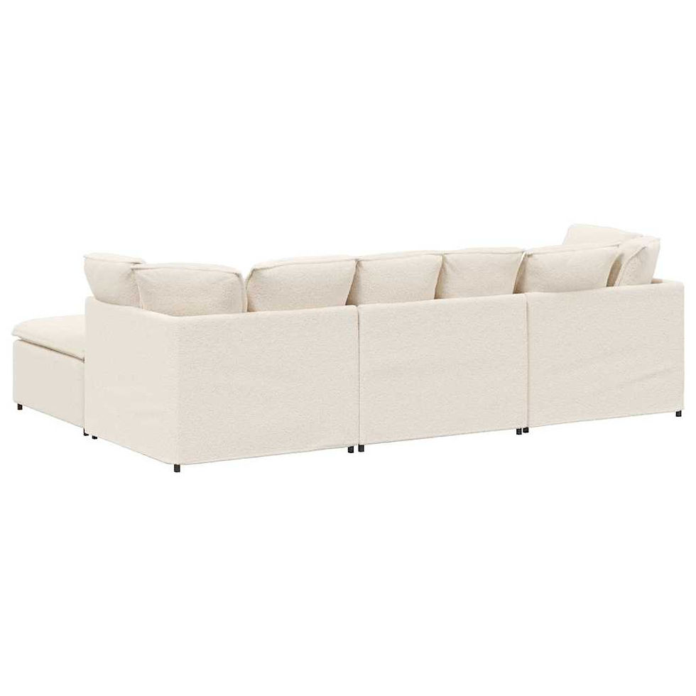 Miniaturbild: Modulares Sofa mit Hocker Kissen Stoff in Lammwolloptik Creme