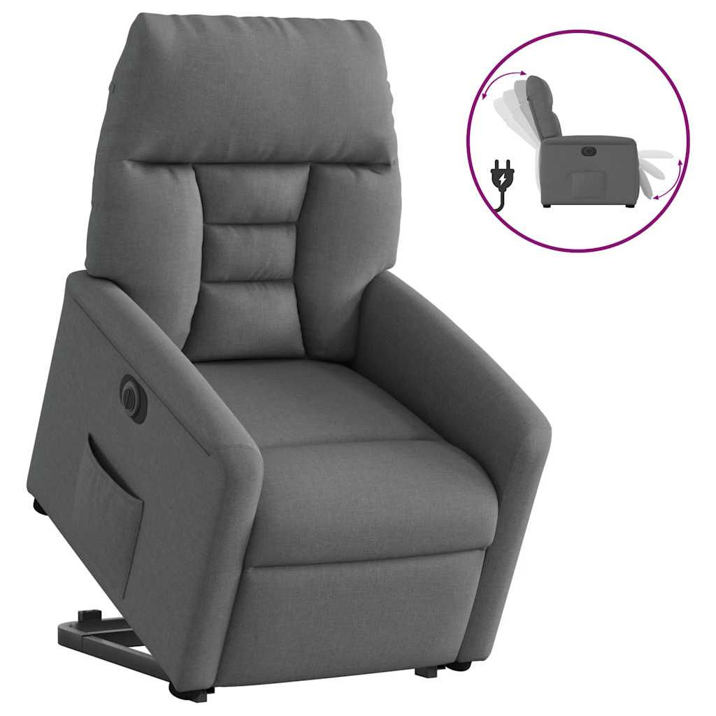Relaxsessel mit Aufstehhilfe Elektrisch Dunkelgrau Stoff
