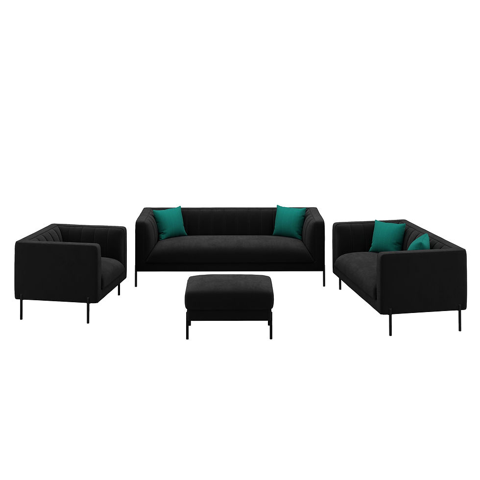 Schwarzes ATTILA Sofa Set aus Samt mit Ottomane