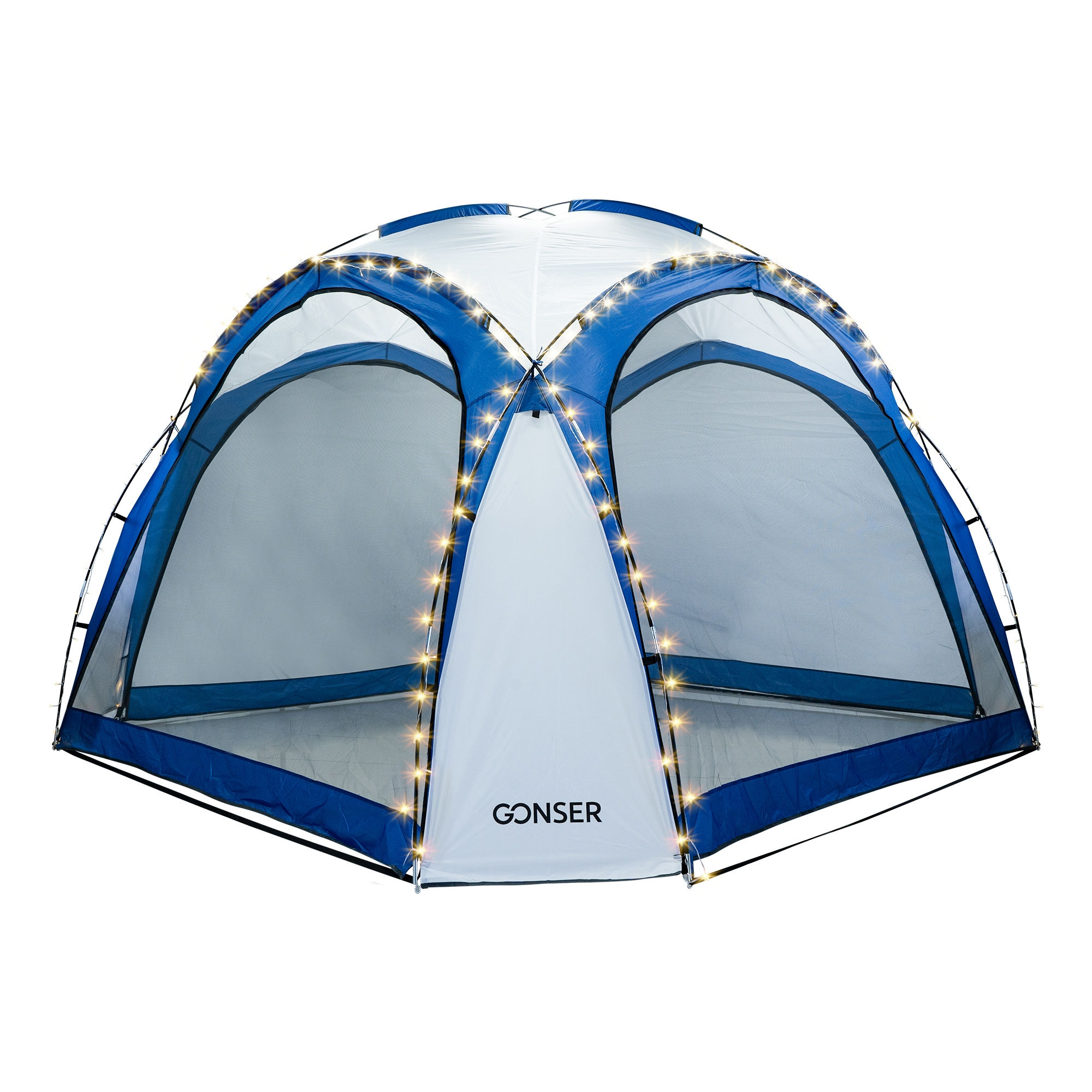 KAYLA LED Pavillon 3.5 x 3.5 m Transparent Blau