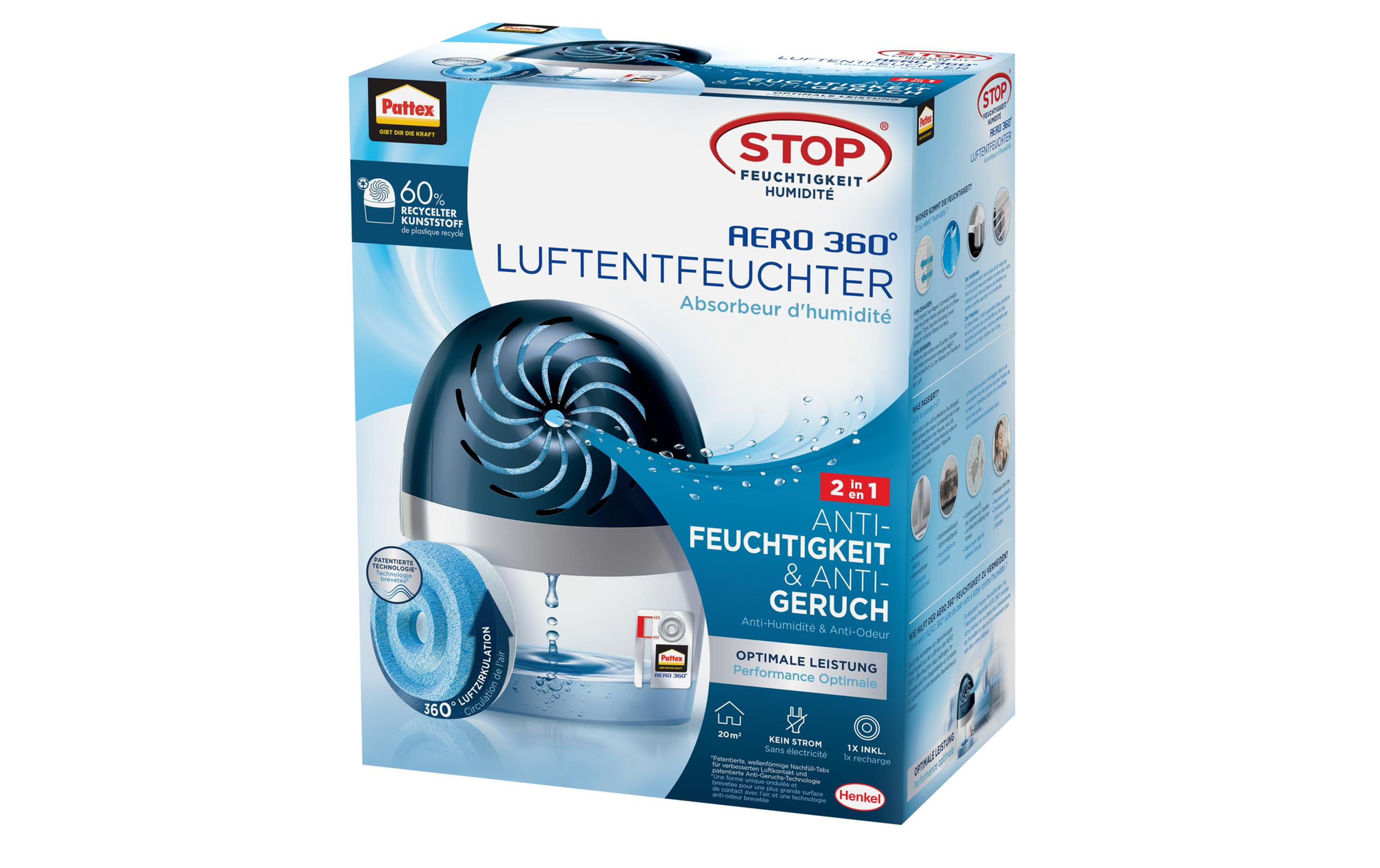 Pattex Entfeuchter Aero 360° (20 m²) – Anti-Feuchtigkeit & Anti-Geruch