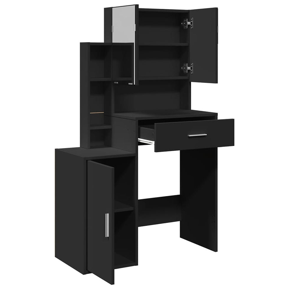 Miniaturbild: Schminktisch mit Schrank Schwarz 80x35x132 cm