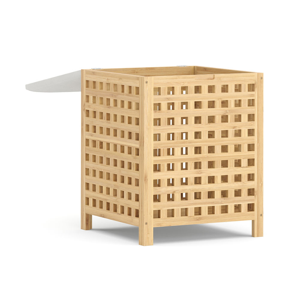 Miniaturbild: Wäschekorb Hocker Bambus VELDEN 48L natur