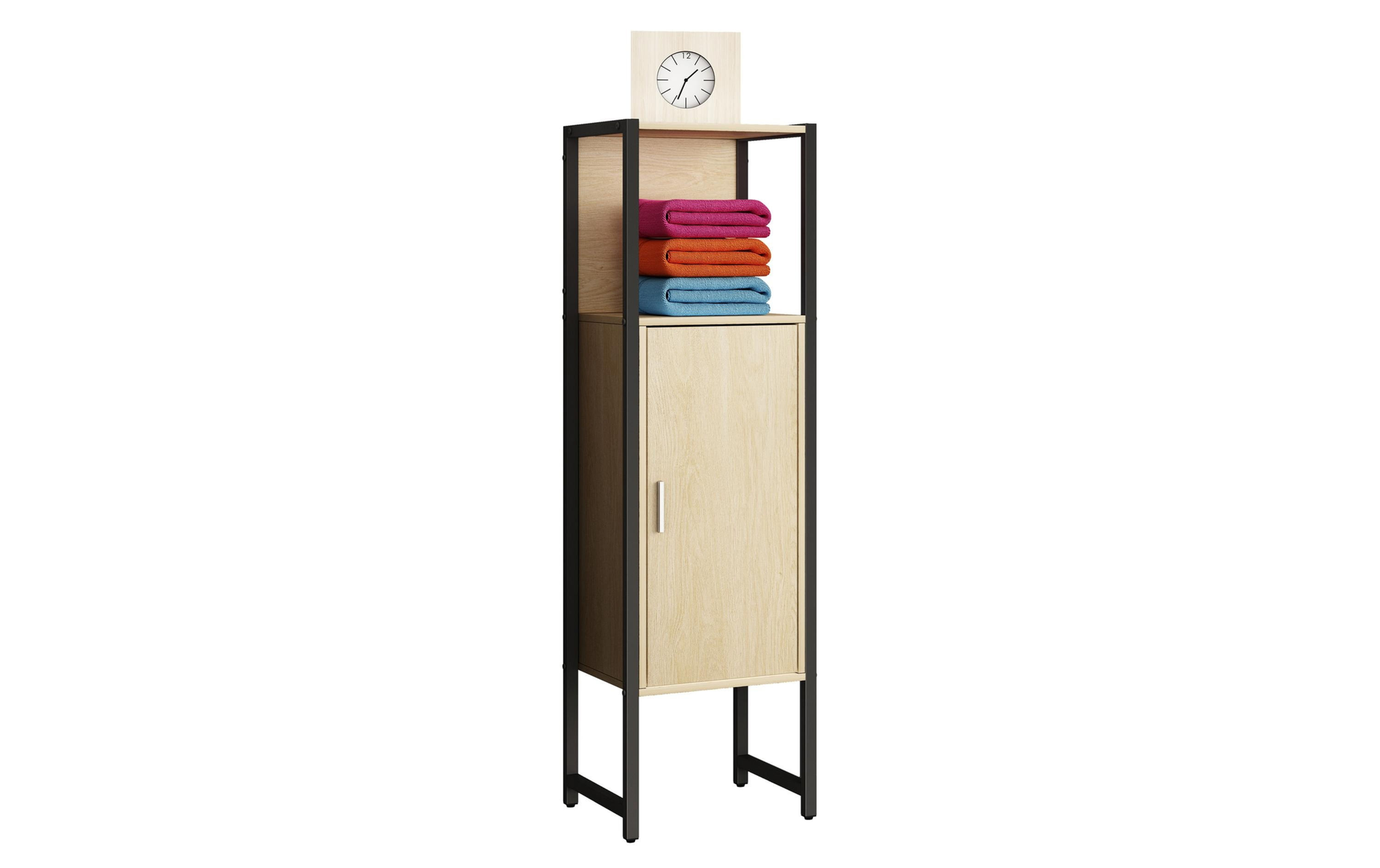 VCM Badezimmerregal Edino 33 x 114 cm, Braun – Honig-Eiche
