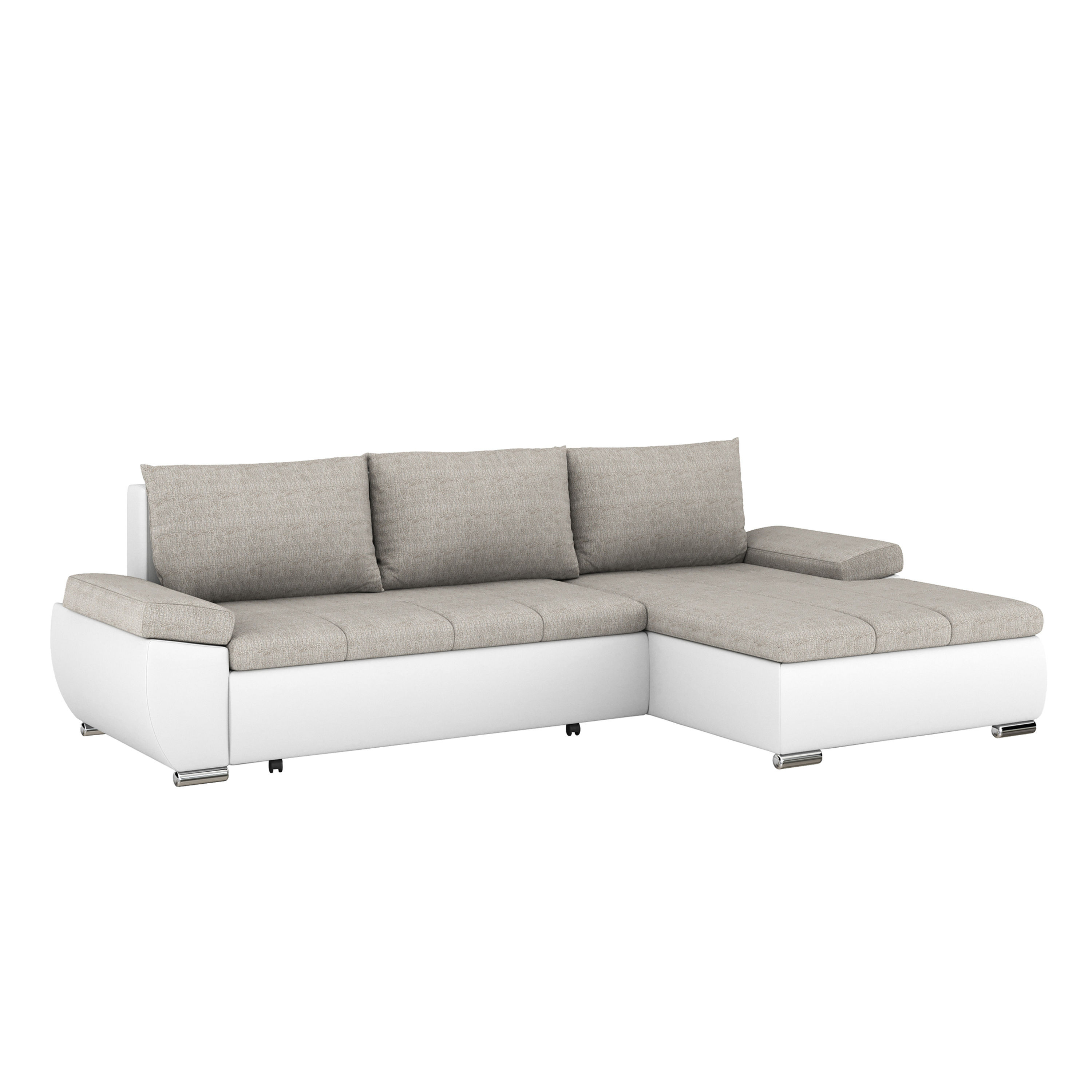 Ecksofa Kira rechts weiss grau mit Schlaffunktion