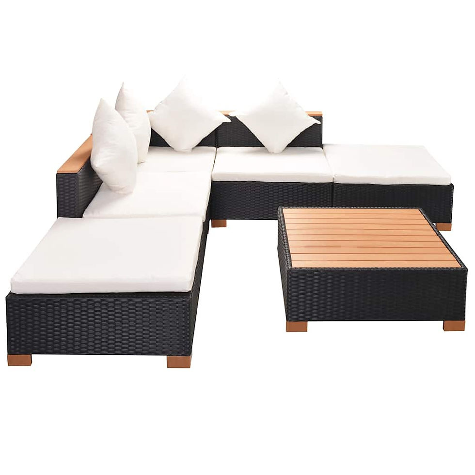 Miniaturbild: 6-tlg. Garten-Lounge-Set mit Auflagen Poly Rattan Schwarz