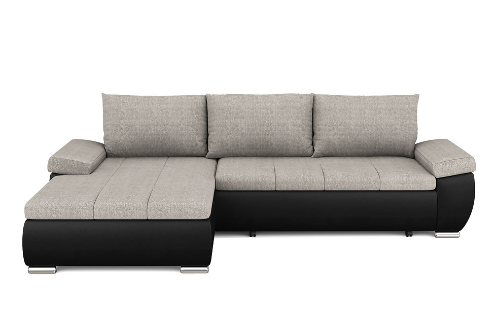 Miniaturbild: Ecksofa Kira links schwarz grau mit Schlaffunktion