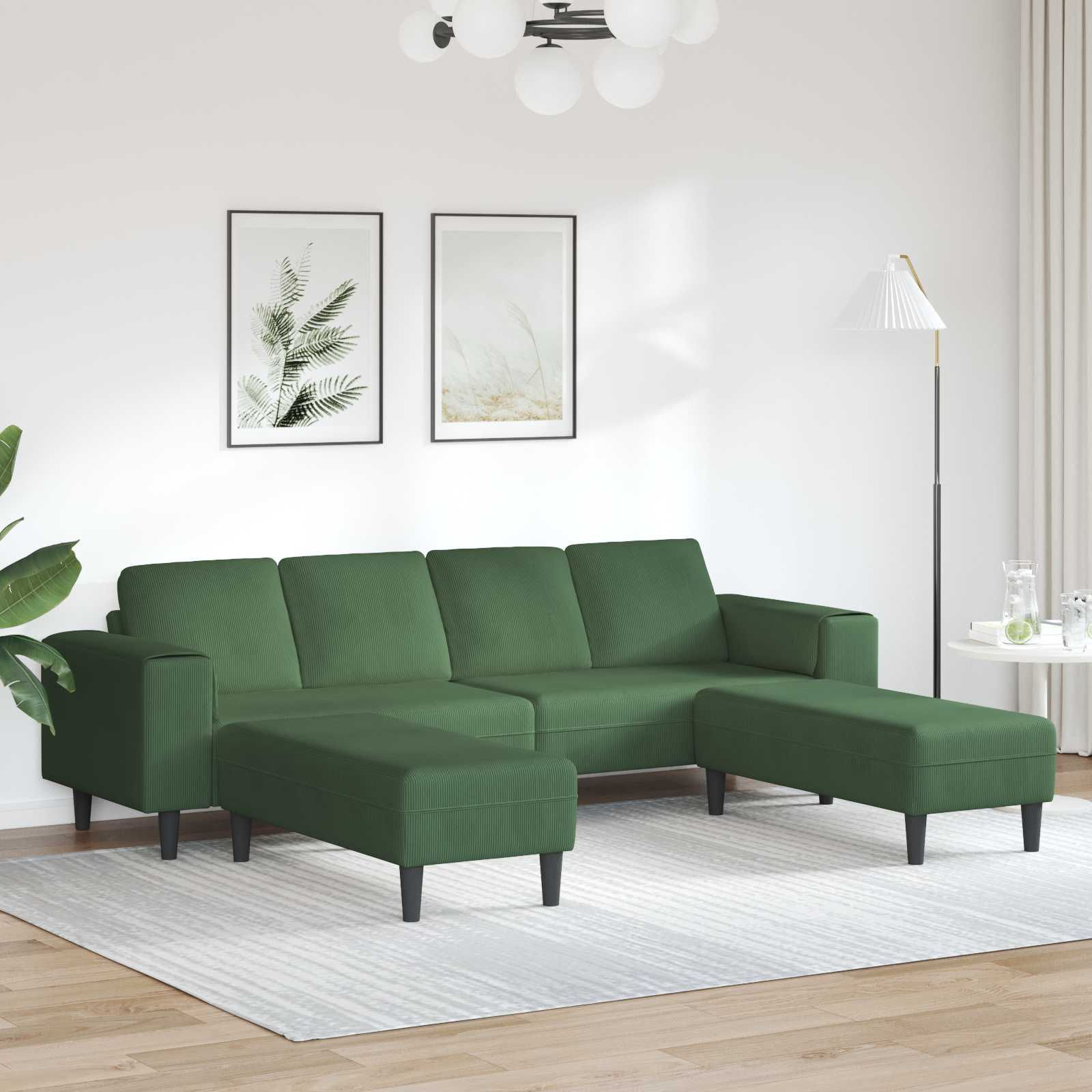 Sofa Dunkelgrün 250 x 188 x 76 cm Cordstoff