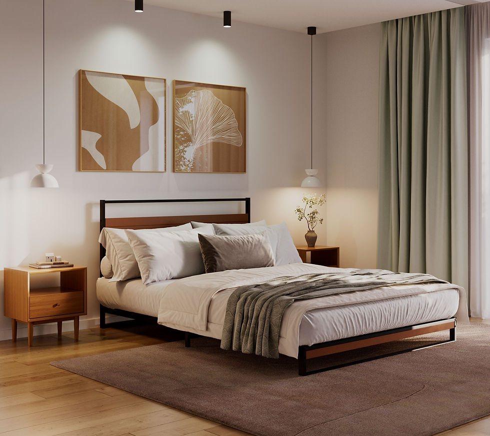 Miniaturbild: Metallbett INGRID 140 x 200 cm schwarz/natur