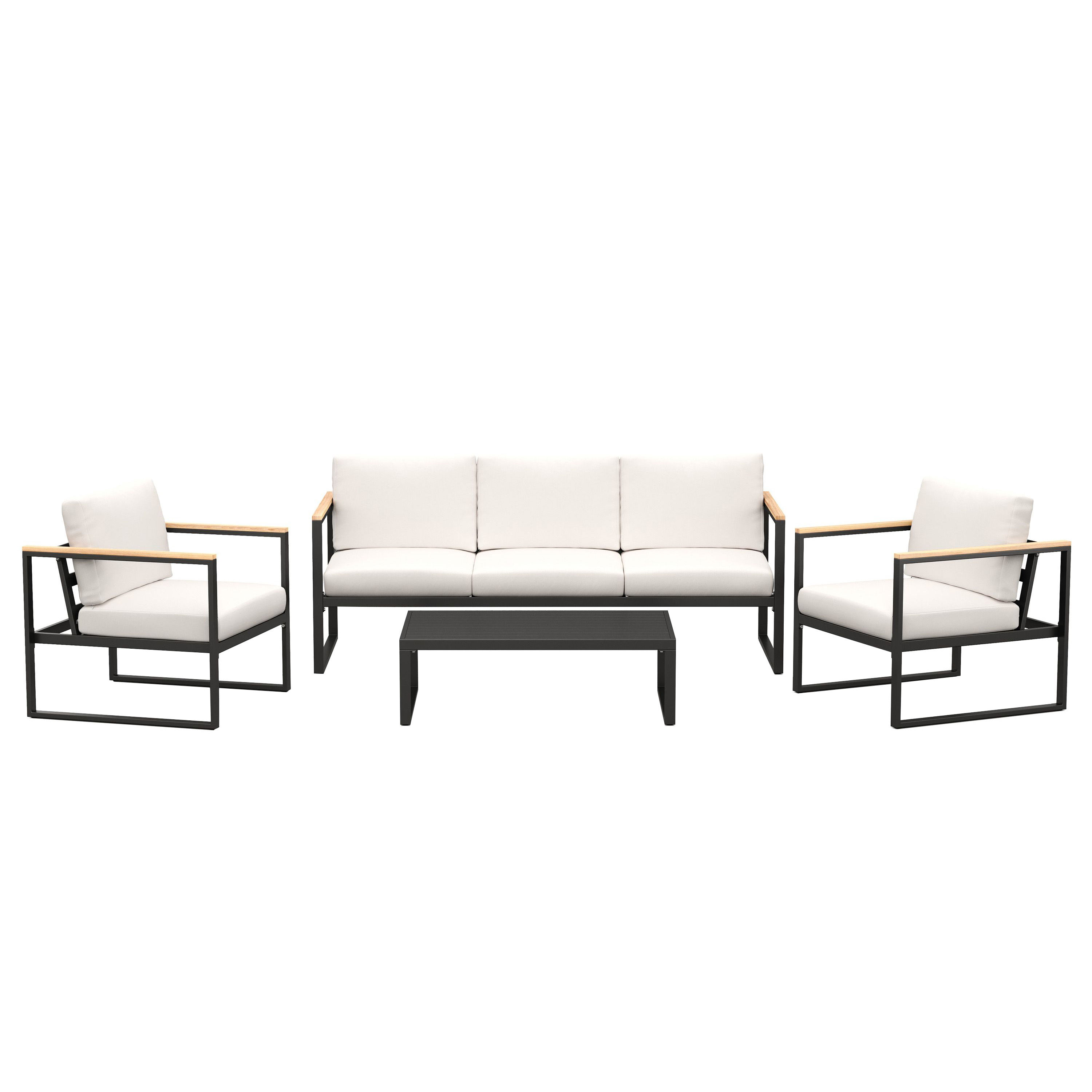Moderne Aluminium Gartenlounge Schweiz mit beigen Sitzkissen