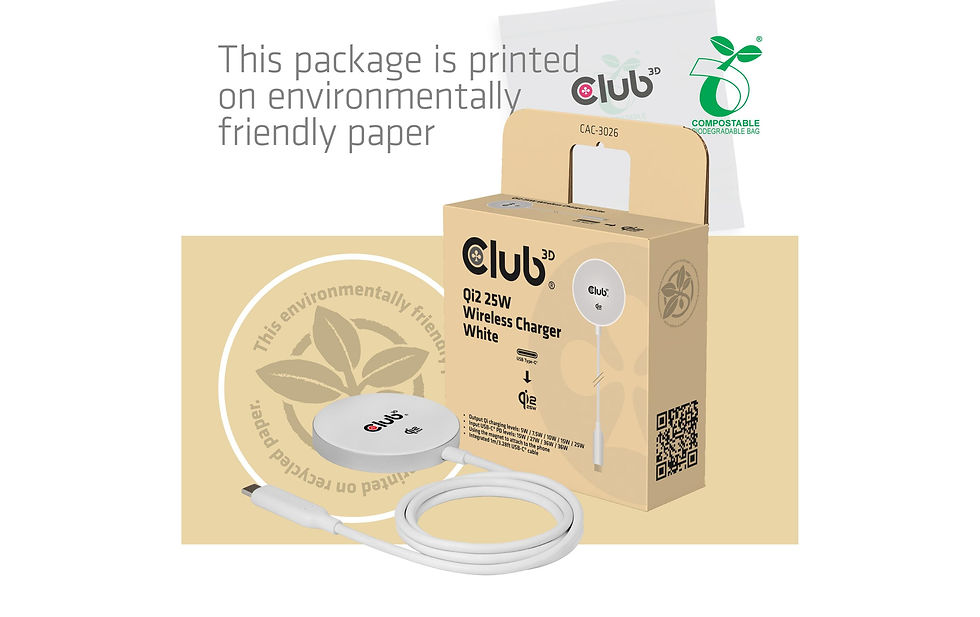 Miniaturbild: Club 3D Kabelloses Ladegerät Qi2 25 W Weiss – kabellos WH Qi 2.2
