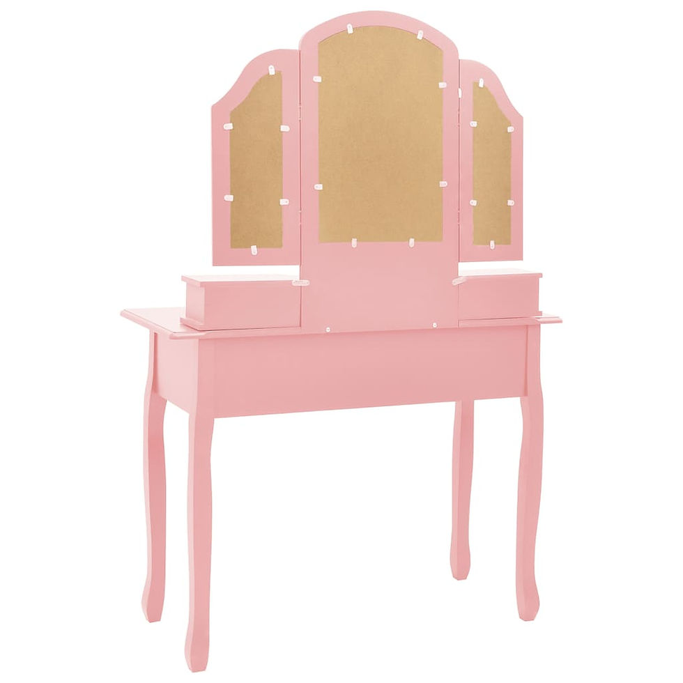 Miniaturbild: Schminktisch-Set mit Hocker Rosa 100x40x146 cm Paulownia-Holz