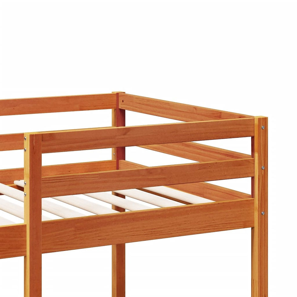 Miniaturbild: Hochbett mit Schreibtisch & Ablagen Braun 90x200 cm Kiefernholz