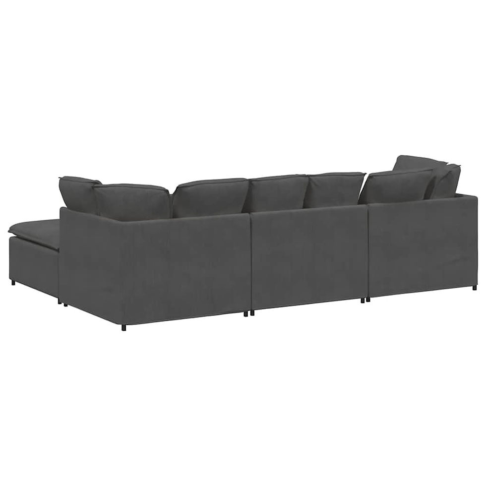 Miniaturbild: Modulares Sofa mit Fußhocker Kissen Cordstoff Dunkelgrau – 300 x 200 x 64 cm