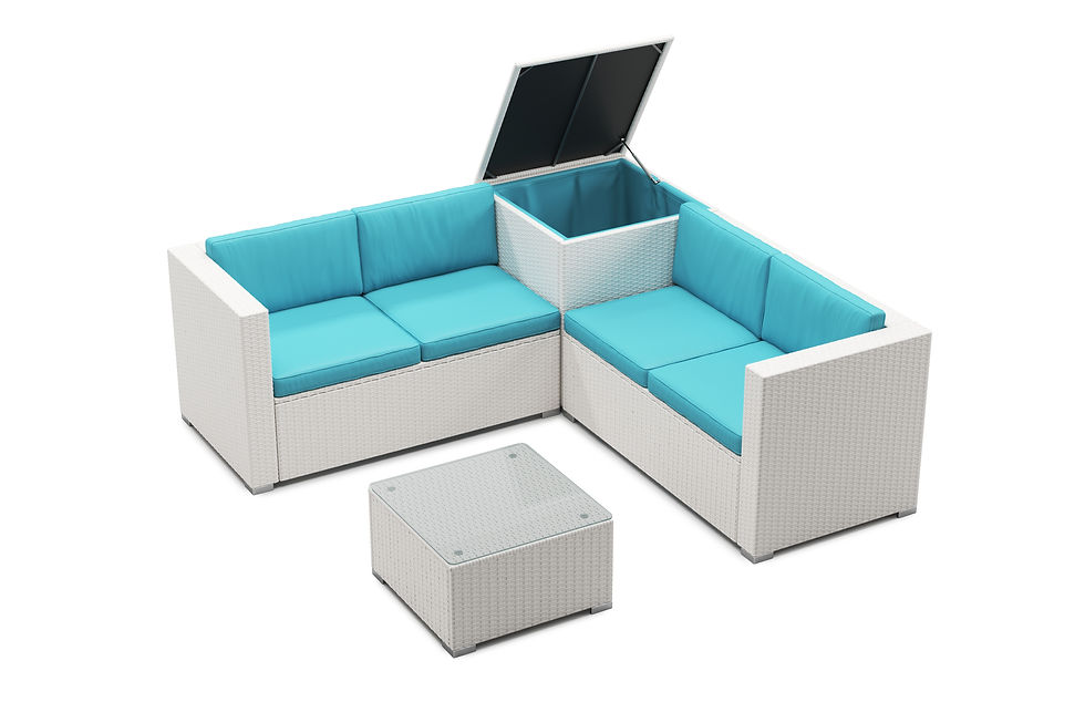 Miniaturbild: Geöffnete Kissenbox bei moderner Outdoor Lounge Schweiz in Weiss